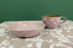 Gift Set with handmade ceramic mug and bowl (Pink)